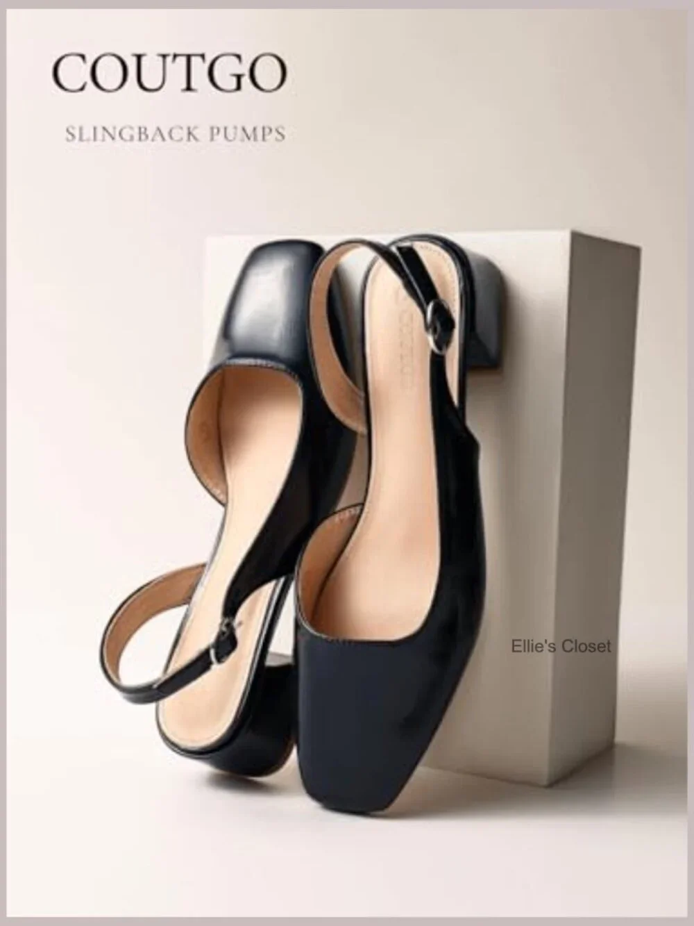 Women's Chunky Low Heel D'Orsay Slingback Pumps Closed Square Toe Work Office